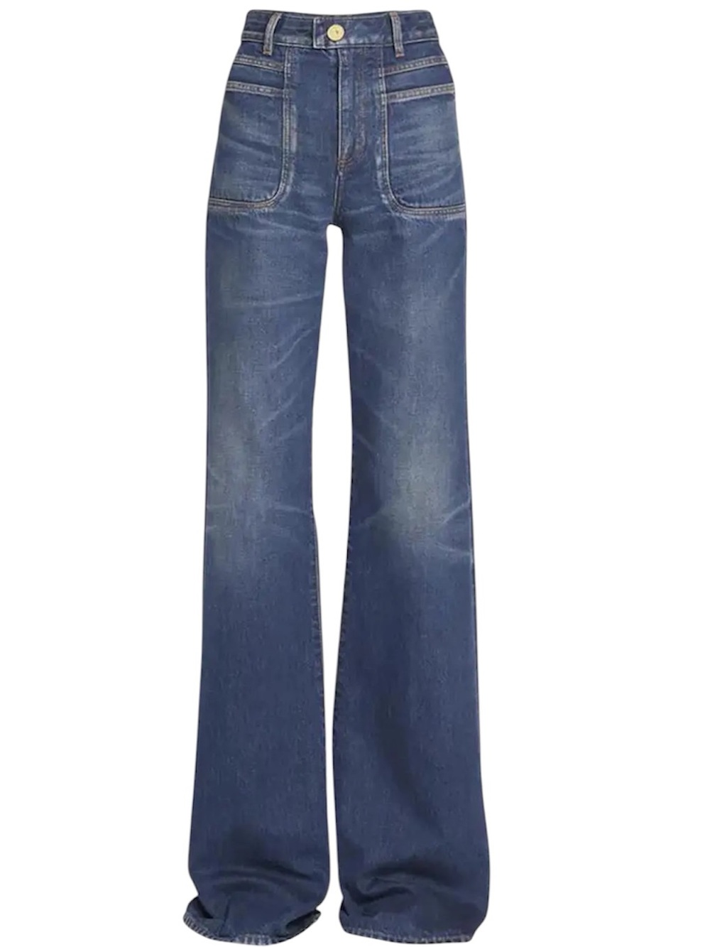 Balmain Paris Jeans Women's Small Blue High Waist Bootcut Flared Denim Zipper